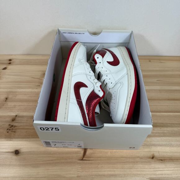 Air Jordan 1 Low SE "Ruby" Shoes Sail Varsity Red Team Red HJ9338-106 Women's 7 - Picture 2 of 11